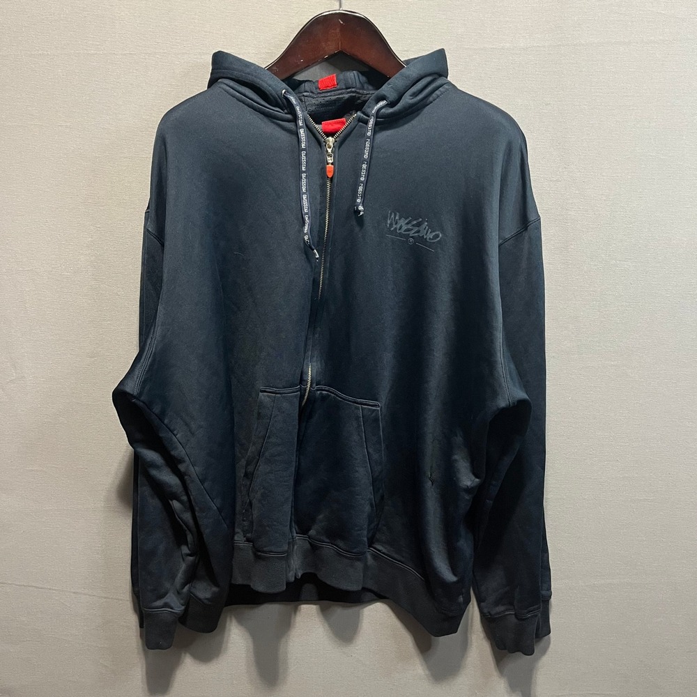 Mossimo Mens XXL Black Full Zip Hoodie Mesh Lined Hood Sweatshirt RN 17730
